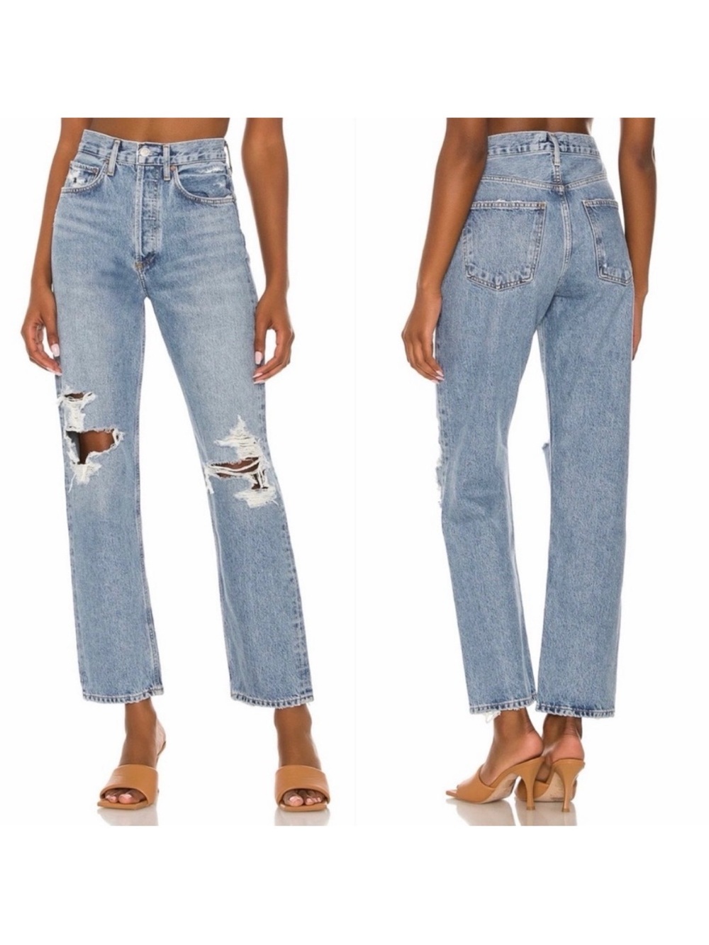 Agolde 90’s Light Blue Distressed Straight Jeans